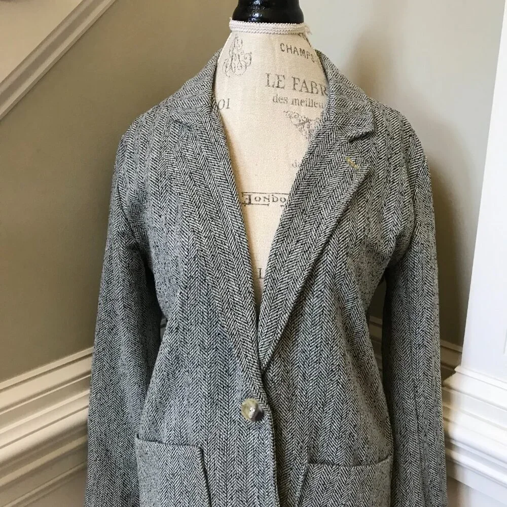 Swildens XXX Phoenix Blazer Jacket Coat Womens 2 Medium Black White Herringbone